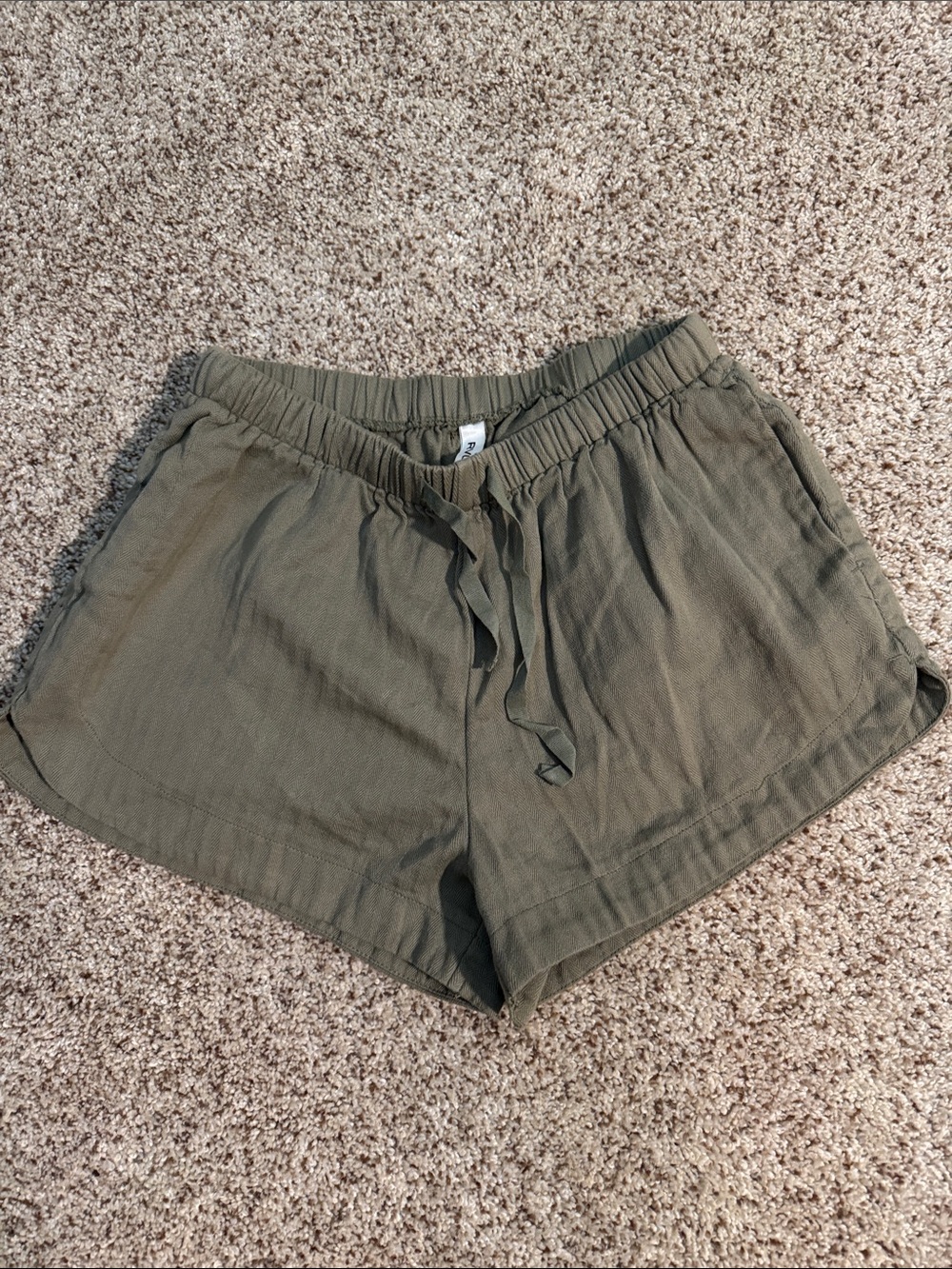 RVCA Olive Drawstring Athletic Shorts